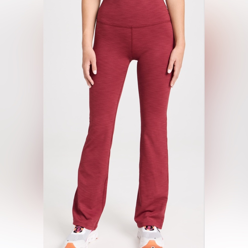 Beyond Yoga High Rise Heather Rib Practice Pant in Rosewood